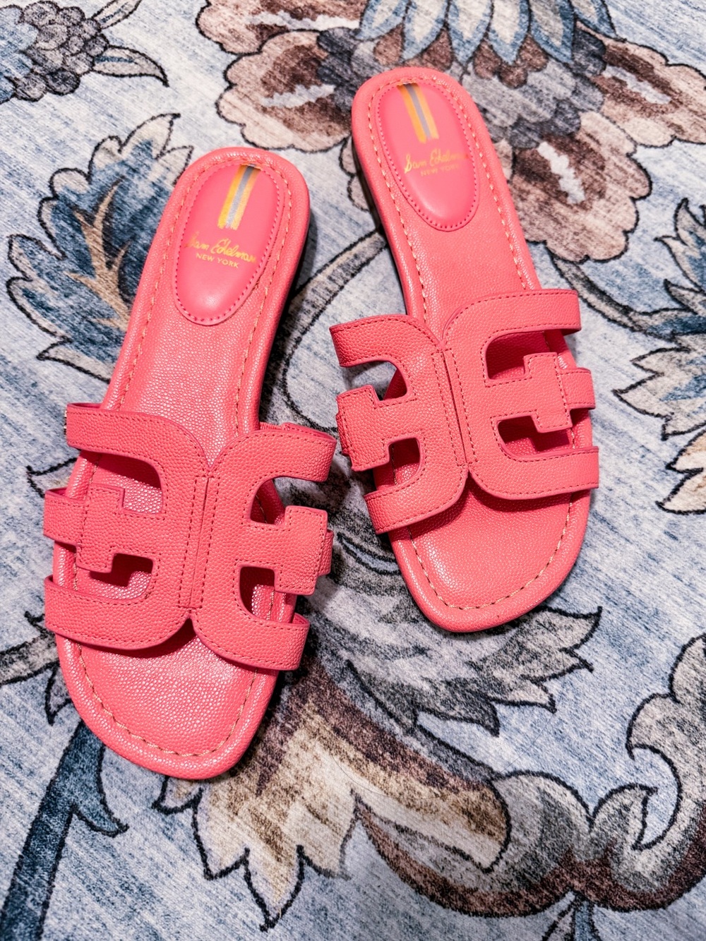 Brand New! Sam Edelman leather Coral Pink Slide Sandals